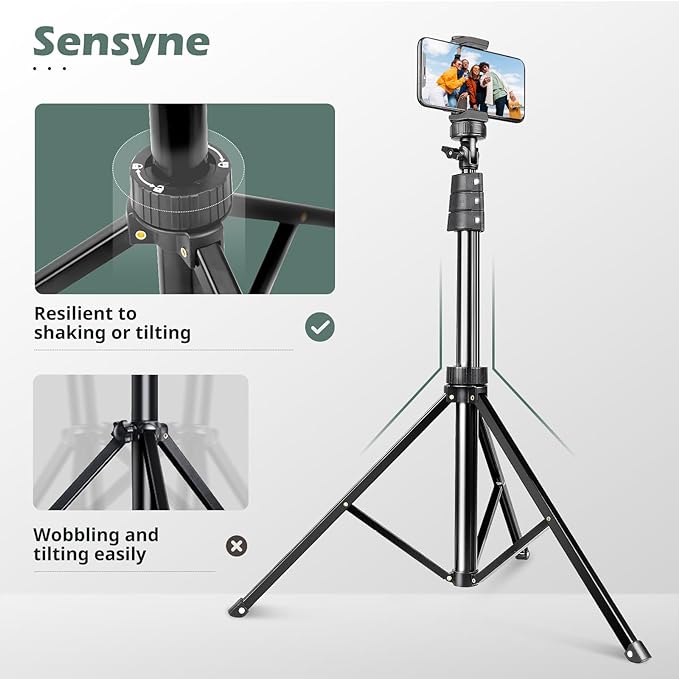 SENSYNE 72" Phone Tripod, Extendable Cell Phone Tripod Stand, Selfie Stick - Image 5