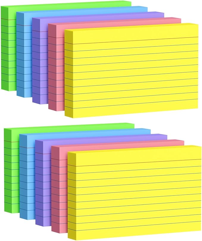 Index Cards 3x5 Inch, Flash Cards, Ruled Lined Colored Note Cards Paper by Ciphyfee