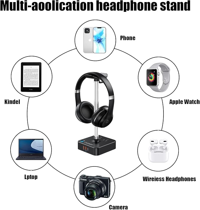 RGB Headphone Stand with USB Charger COZOO Desktop Gaming Headset Holder Hanger - Image 6