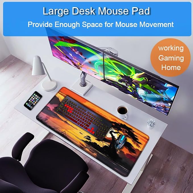 Mouse Pad Gaming, 31.5x15.7 inch Large Extended Computer Keyboard Mouse Mat - Image 6