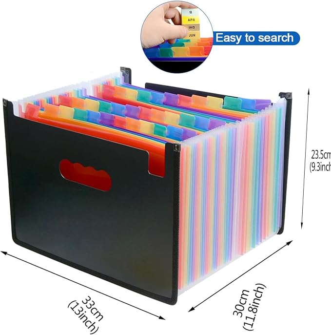 36 Pockets Accordion Expanding File Folder, A4 Letter Size, Side Pen Holder - Image 2