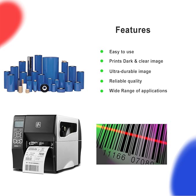 5.12'' x 1476' Premium Resin Enhanced Wax Ribbon, 130mm x 450m Black Thermal Transfer Ribbon, Barcode Thermal Label Printer Ribbon, CSO-Ink Outside, 1'' Core for Zebra, TSC, GoDex, Citizen (1 Roll)-DeskLoop Office