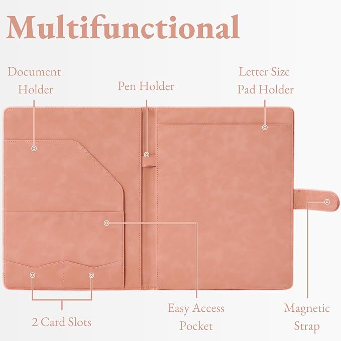 Mymazn Padfolio Portfolio Binder, Faux Leather Interview Resume Folder - Image 2
