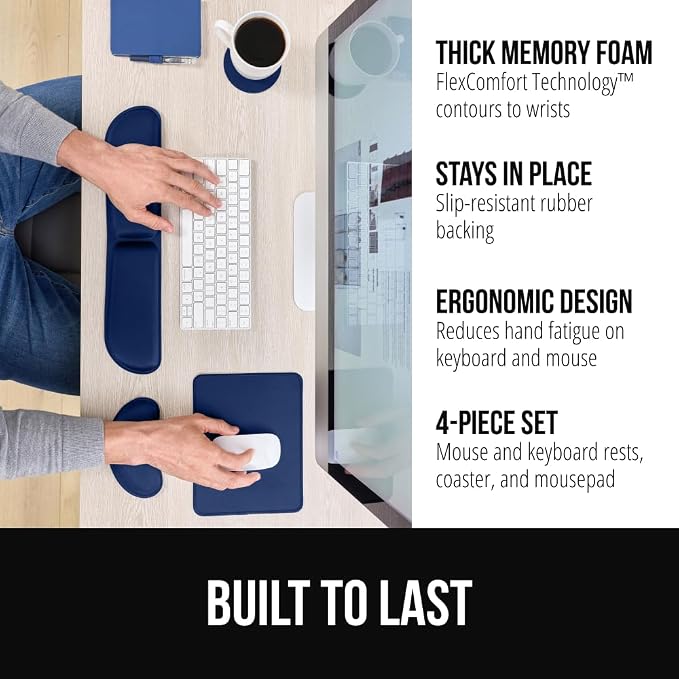 GORILLA GRIP Silky Memory Foam Keyboard Wrist Rest and Mouse Pad - Image 2