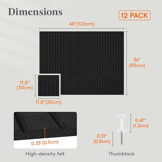 Lifewit Felt Slatted Bulletin Board, 12 Pack Self-Adhesive Panel, Cork Board - Image 3