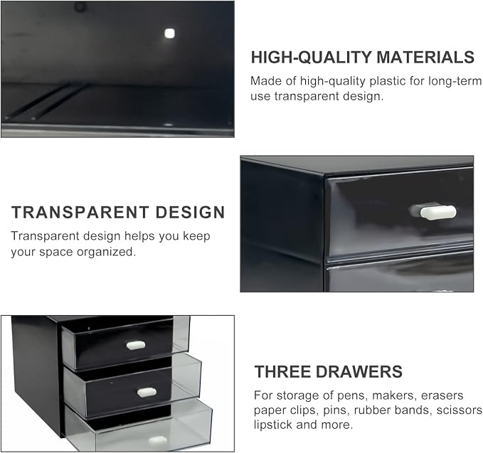 Desk Organizer with Drawer, Desk Storage Box, Plastic Office Stationery - Image 5