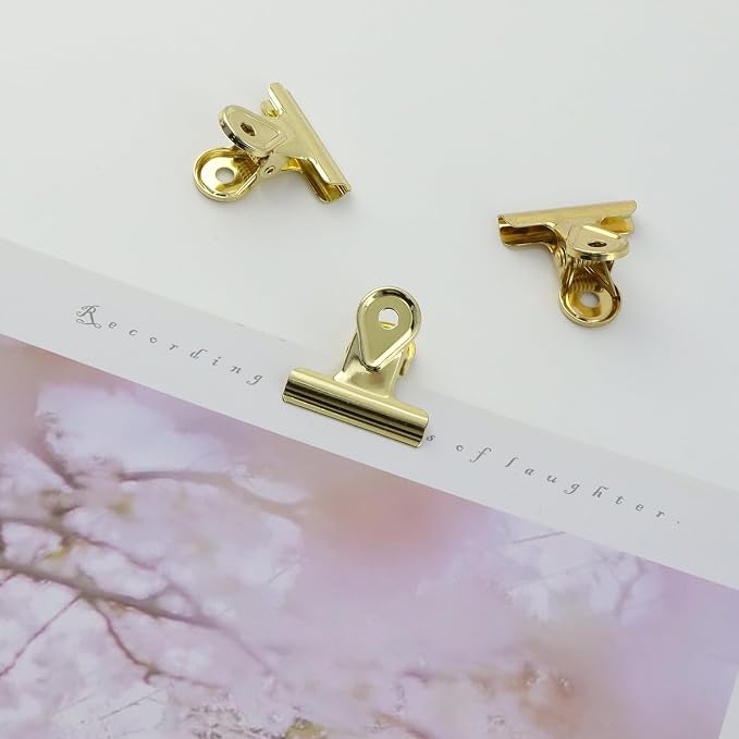 Xiaoyztan Mini Clips, 30mm Wide Gold Bulldog Clips Paper Clip Binder Bull Clip - Image 5