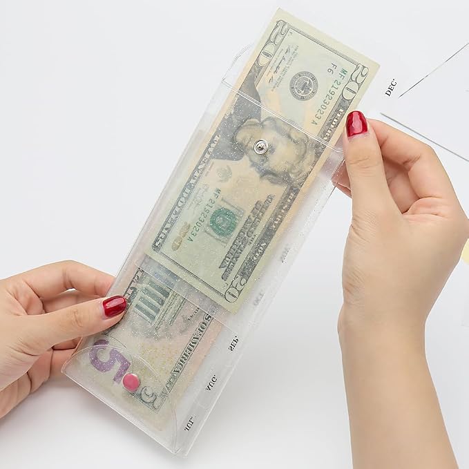 Cash Envelope Wallet PVC Transparent Budget Wallet Money Pocket Dividers - Image 5