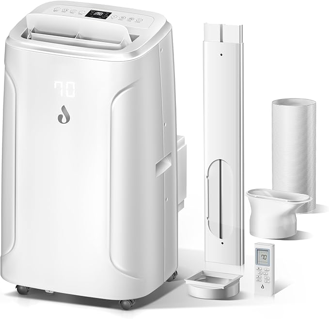 12,000 BTU Portable Air Conditioners Cools up to 550 Sq.Ft 4-in-1 Poratble Ac Units for Room with Cooling Dehumidifier Fan Sleep Mode 24h Timer Remote Control and Window Installation Kit Included-DeskLoop Office