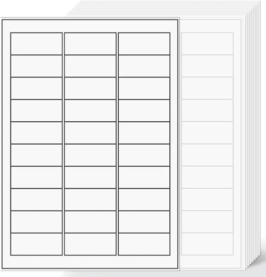 1" x2-5/8 Shipping Address Labels, Blank Mailing Labels, 30-UP White Self-Adhesive Name Tag Stickers for Inkjet and Laser Printer [100 Sheet 3000 Labels]-DeskLoop Office
