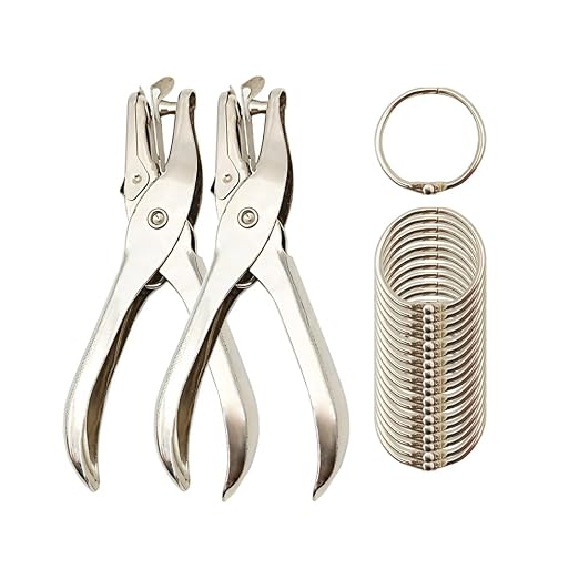 2 Pack Single Hole Punch with 20 Pcs Binder Rings, 1/4 Inch One Hole Paper by Unknown