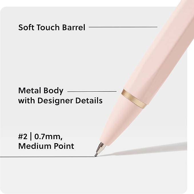 U Brands Cambria Mechanical Pencils, Blush Pink, Soft Touch, Medium Point - Image 3