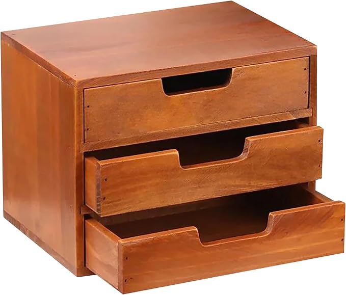 Triple Drawer Desktop Storage Organizer in Modern Wood Design 3-Drawer by PrimoSupply
