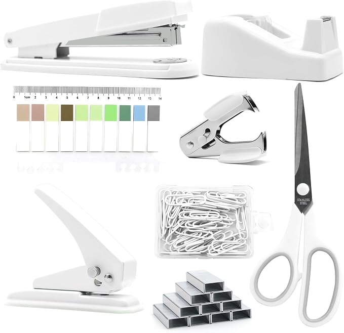 sportsvoutdoors White Desk Accessories, Modern Minimalist Office Supplies Set by sportsvoutdoors