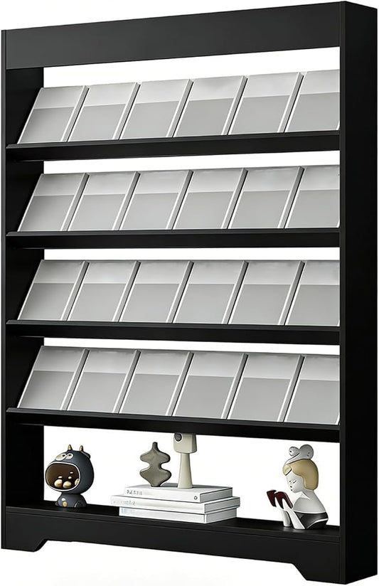 LHIUGE 5-Layer Brochure Display Rack, Freestanding Wooden Magazine Rack by LHIUGE