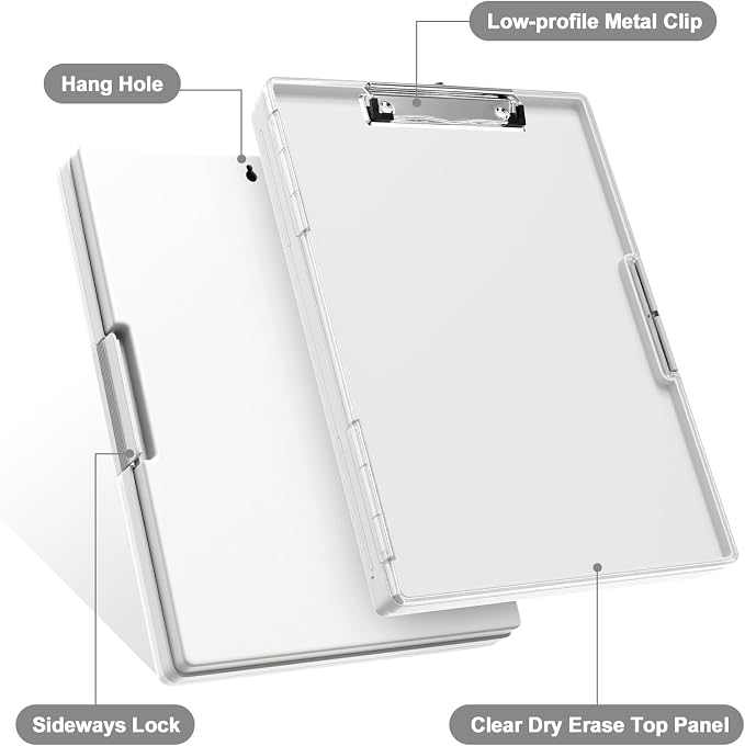 Piasoenc Clipboard with Storage, 8.5 x 11 Clip Boards with 2 Storage, Folio & - Image 8