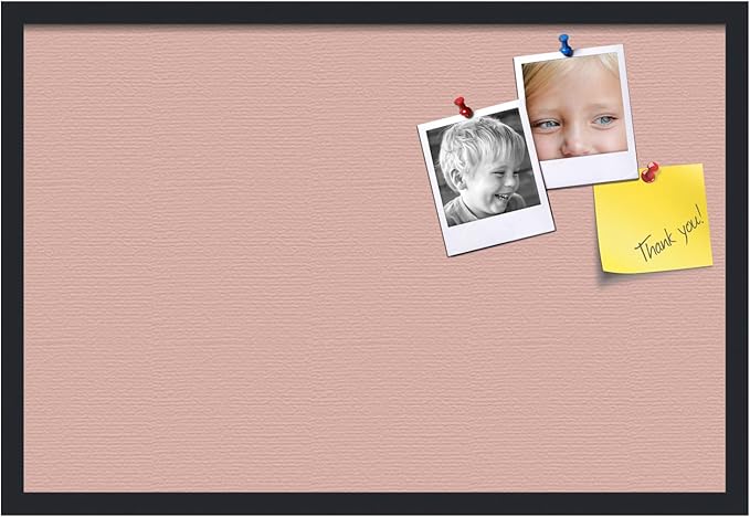 PinPix 30x20 Inch Cork Bulletin Board. This Decorative Framed Pin Board Comes with Pink Pastel Design and a Satin Black Frame. Ideal for Home Office Decor or Message Board (PinPix-1813)-DeskLoop Office