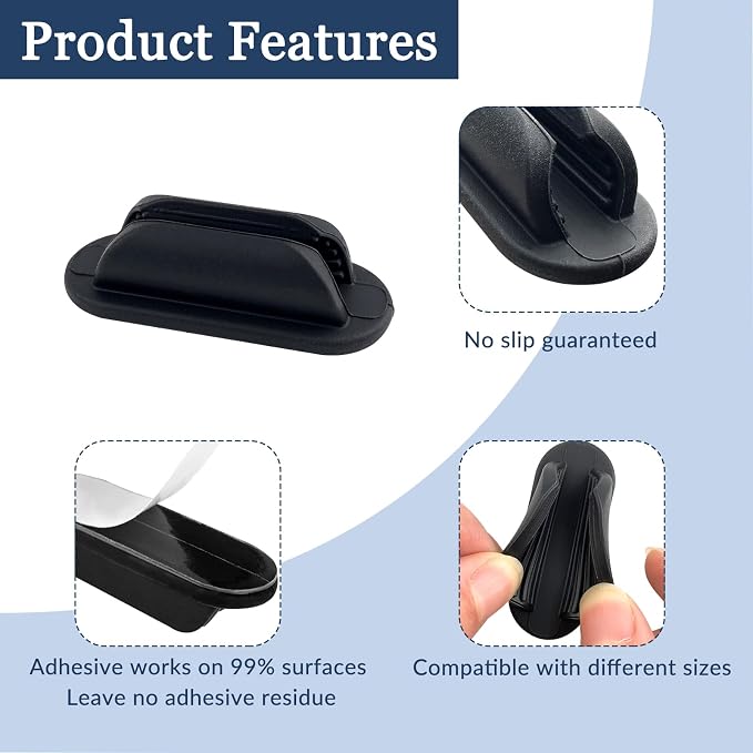 ZUFECY 15-Pack Rubber Pen Holder, Adhesive Silicone Pencil Holder - Image 4