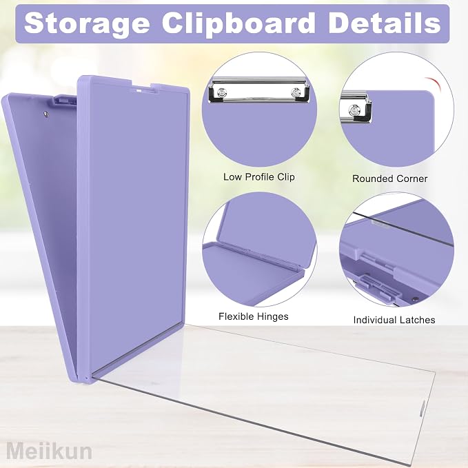 Meiikun Clipboard with Storage, Plastic Clip Boards 8.5x11 Folder with Clear - Image 5