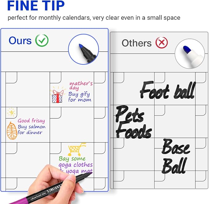 Magnetic Dry Erase Markers Fine Point Tip, Low Odor Thin Marking - Image 6