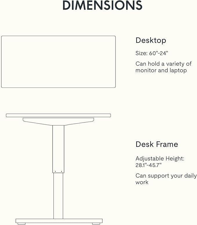 FLEXISPOT EN1 One-Piece Standing Desk, 60 x 24 Inches Height Adjustable Desk Electric Sit Stand Desk for Home Office (White Frame + Gray Wood Desktop, 2 Packages)-DeskLoop Office