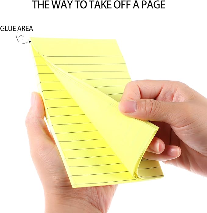 Outus 36 Pack Lined Sticky Notes 4 x 6 Inch Colorful Note Pads Back to School Lines Bright Ruled Self Sticky Pads Memos for Teacher School Classroom Office Supplies, 6 Colors (Fresh Color)-DeskLoop Office