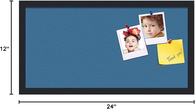 PinPix 24x12 Inch Cork Bulletin Board. This Decorative Framed Pin Board Comes with Navy Pastel Design and a Satin Black Frame. Ideal for Home Office Decor or Message Board (PinPix-1811)-DeskLoop Office