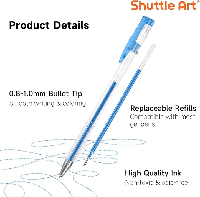Gel Pen Refills, Shuttle Art 140 Colors (No Duplicates) Gel Pen Refills, 7 Color Types for Kids Adults Coloring Books Drawing Doodling Crafts Scrapbooking Journaling-DeskLoop Office