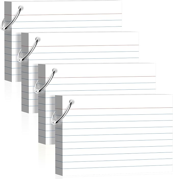 160 Pcs Index Cards with Ring 4 x 6 Inch White Heavyweight Ruled Flash Cards by Nichela