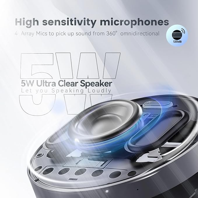 2-in-1 Conference Speaker and Microphone, Daisy Chain Wireless Bluetooth Speakerphone with 360° omnidirectional mics USB/Dongle/Bluetooth Connection 18H Talk Time for 15-30 People Meeting-DeskLoop Office