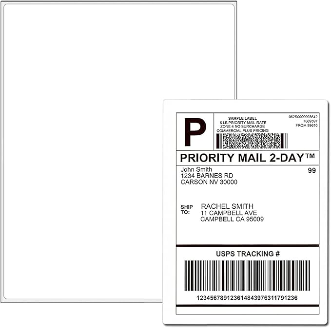 100 Full Sheets Sticker Paper for Laser & Ink Jet Printers, 8.5" x 11" Full Sheet Address Shipping Label, 100 Sheets 100 Labels-DeskLoop Office