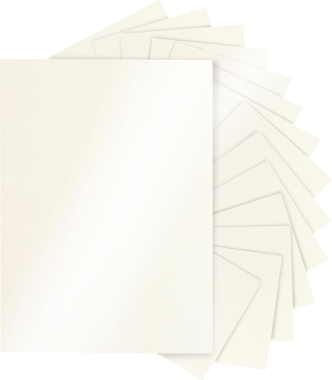 Silunkia 120 Sheets Cream Shimmer Cardstock 8.5 x 11 Off White Paper, by Silunkia