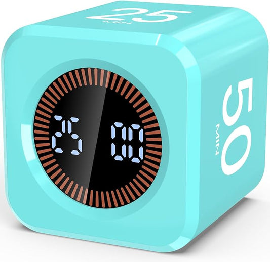Digital Pomodoro Timer Cube 5/10/25/50min, Visual Productivity Flip Timer by COWVTUJ