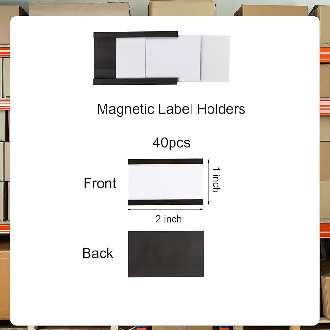 40pcs Magnetic 'C' Channel Label Holders 1x2in C-Shape Magnetic Tool Box Label - Image 7