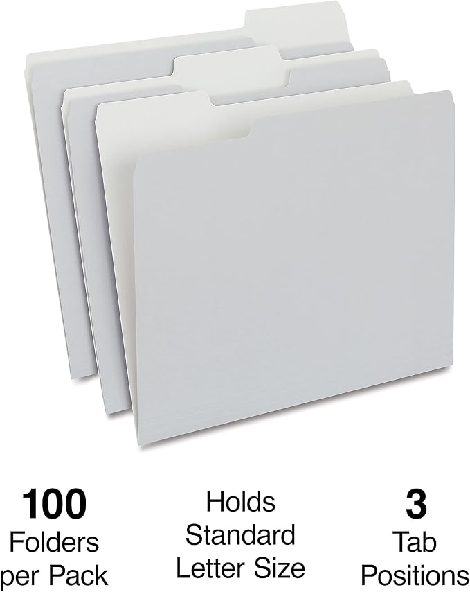 Staples File Folder, Letter Size, 1/3‑Cut Tab, Durable Paper Stock, 200/Carton - Image 2