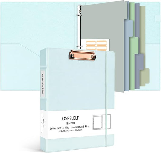 Ospelelf 3 Ring Binder 1 Inch Vintage Hardcover, Leather Organizer by OspelelfOfficeSupplies