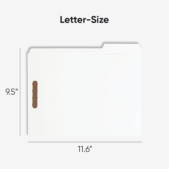 Smead Fastener File Folders, Reinforced 1/3-Cut Tabs, 2 Fasteners, Letter Size - Image 2