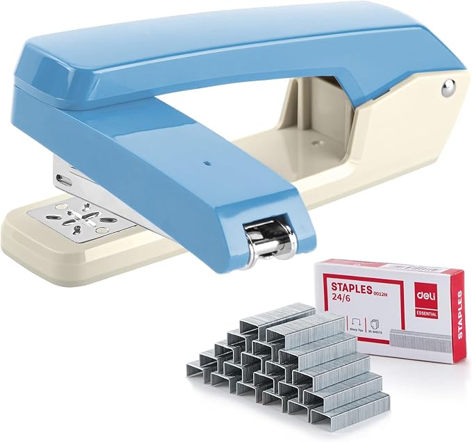 Deli/EZWORK Swing-Arm Swivel Stapler, 25 Sheets Capacity, 360 Degree Rotate by EZWORK