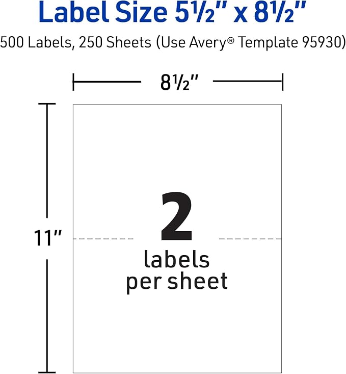 Avery Half Sheet Printable Shipping Labels, 5.5" x 8.5", 500 Blank Mailing - Image 5