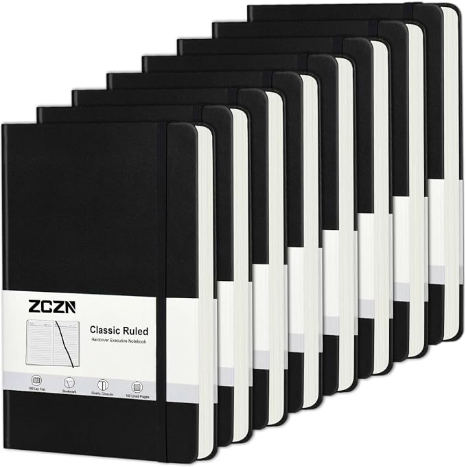 ZCZN 8 Pack Hardcover Journal Notebooks, A5 Lined Journals by ZCZN