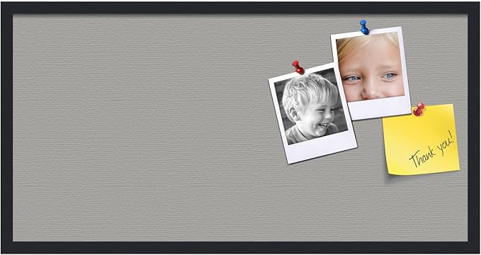 PinPix 36x18 Inch Cork Bulletin Board. This Decorative Framed Pin Board Comes with Dark Stone Design and a Satin Black Frame. Ideal for Home Office Decor or Message Board (PinPix-1808)-DeskLoop Office