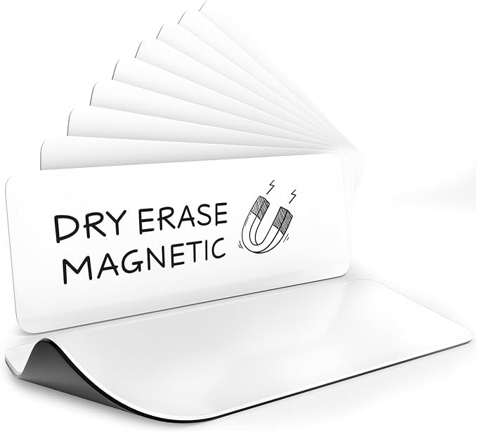 Scribbledo 10 Pack Dry Erase Magnetic Labels 3.1” x 1.2” Writable Strips by Scribbledo