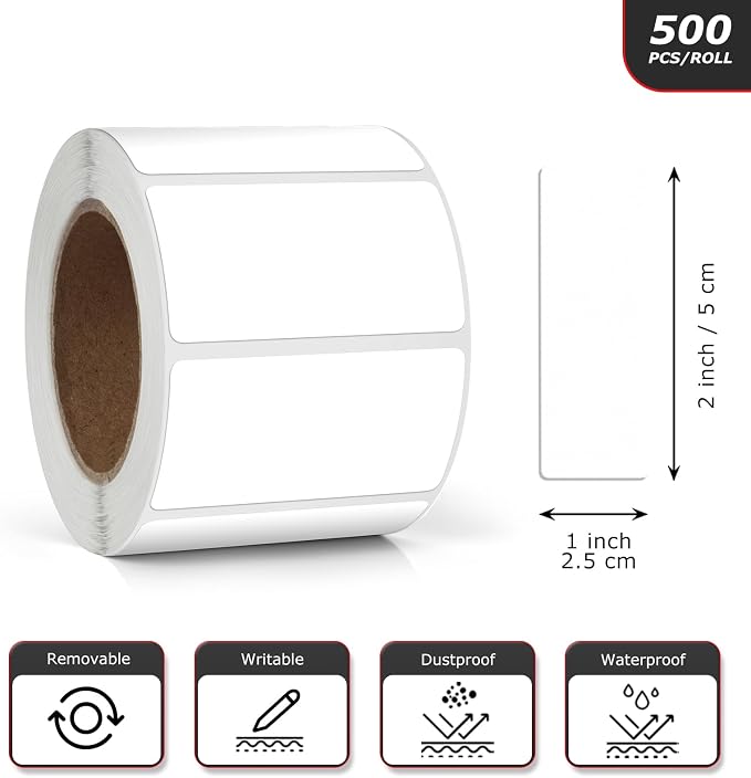 White Rectangle Stickers 2 x 1 Inch Color Coding Labels Vinyl Roll - Image 4