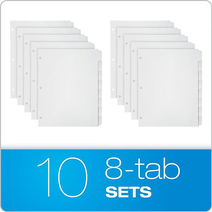 Oxford Binder Dividers for 3 Ring Binders, 10 Pack, 8-Tab Dividers, Write On - Image 3
