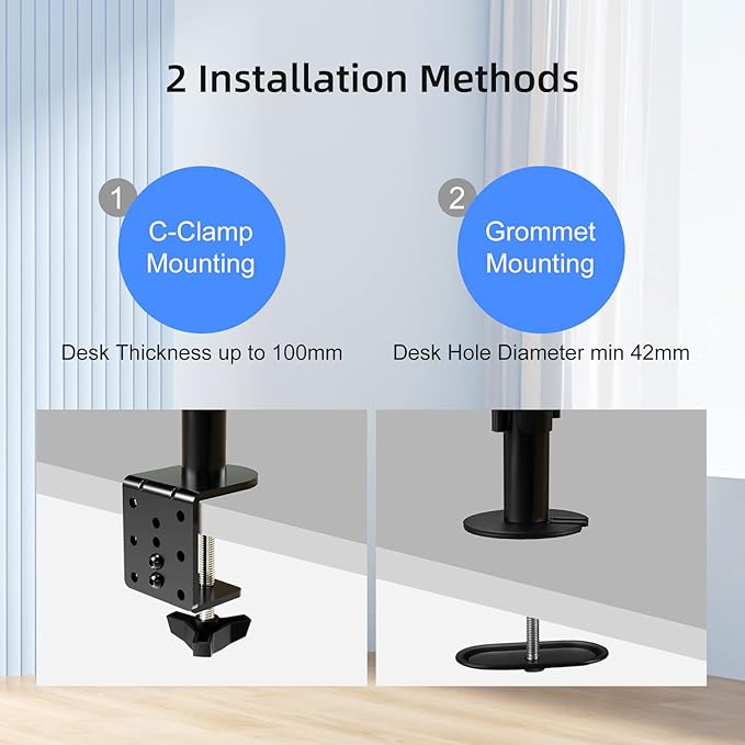 Suptek Single Monitor Arm Desk Mount Fully Adjustable Monitor Stand for 1 / One Screen up to 32 inch Extra Tall 31.5 inch Pole,Black (MD6821)-DeskLoop Office