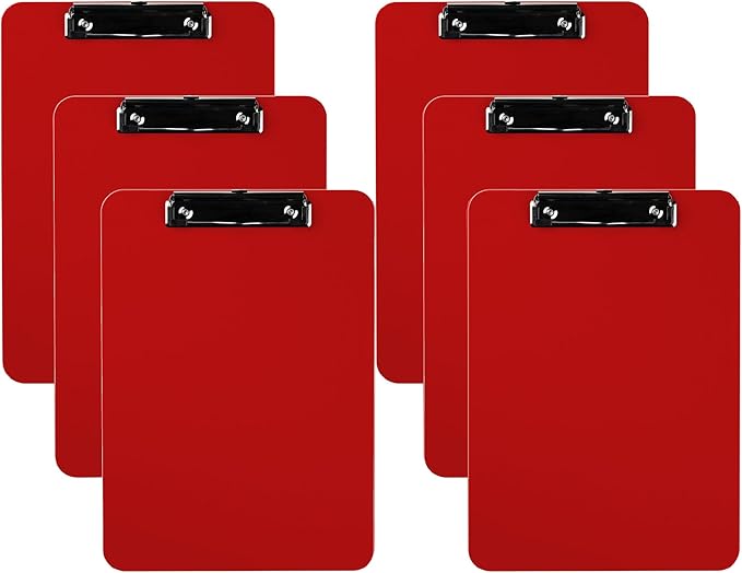 Pack of 6 Plastic Clipboards by DAVISGROUP