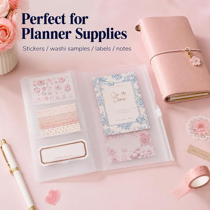 Clear Zipper Pocket for Travelers Notebook, 4 Insert Personal Size Pouch Refill - Image 6