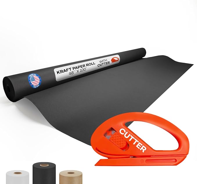 Black Kraft Paper Roll 48" x 1200" by IDLPackaging