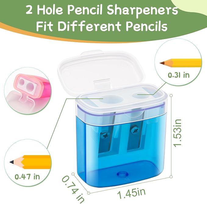 24 Pcs 2 Holes Small Manual Pencil Sharpener - Image 2