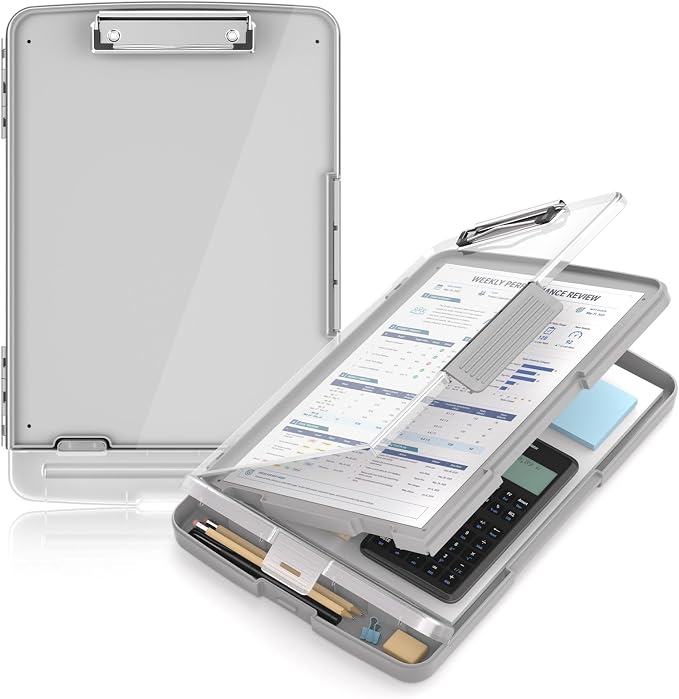 Clipboard with Storage and Pen Holder, Heavy Duty with Dual Compartment by ORGANIZEEASYWORKSTEADY
